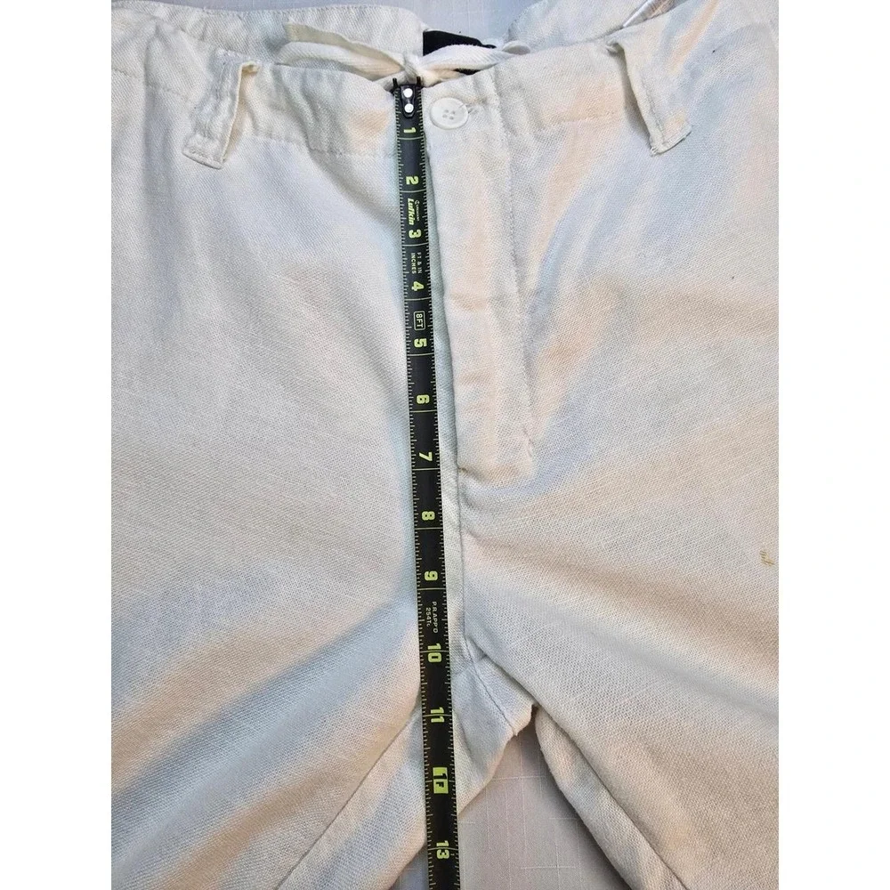 Selected Kato Pants Mens XL 34 White Linen Blend Drawstring Coastal Old Money